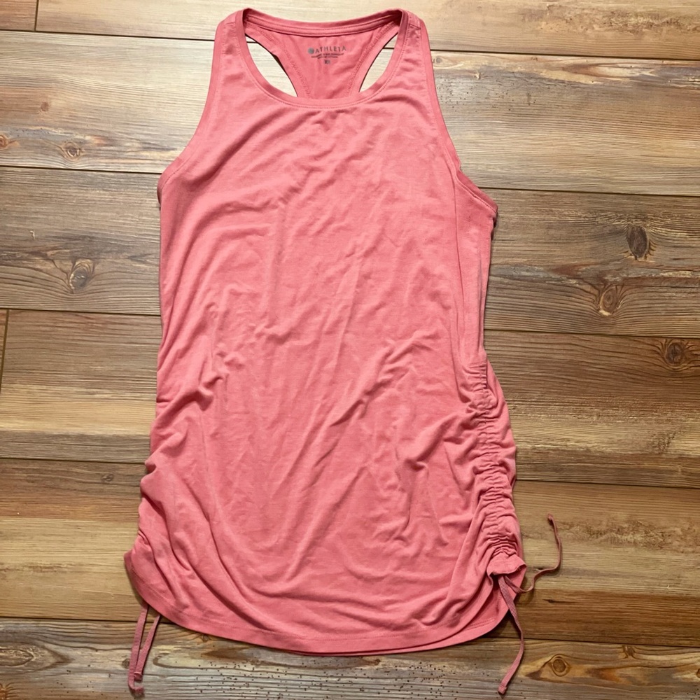 Pink workout tank top with cinched sides
